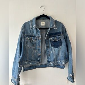 Hidden Distressed Denim Jacket